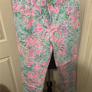 Lilly Pulitzer Pink and Green Kelly Skinny Pants